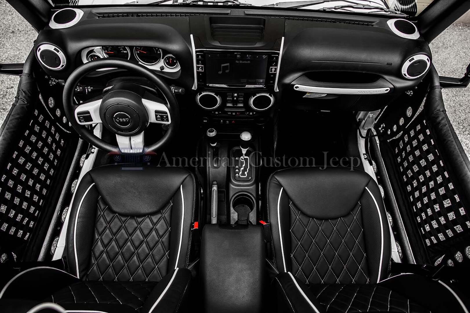 Black Custom Jeep Interior With White Piping Build Your