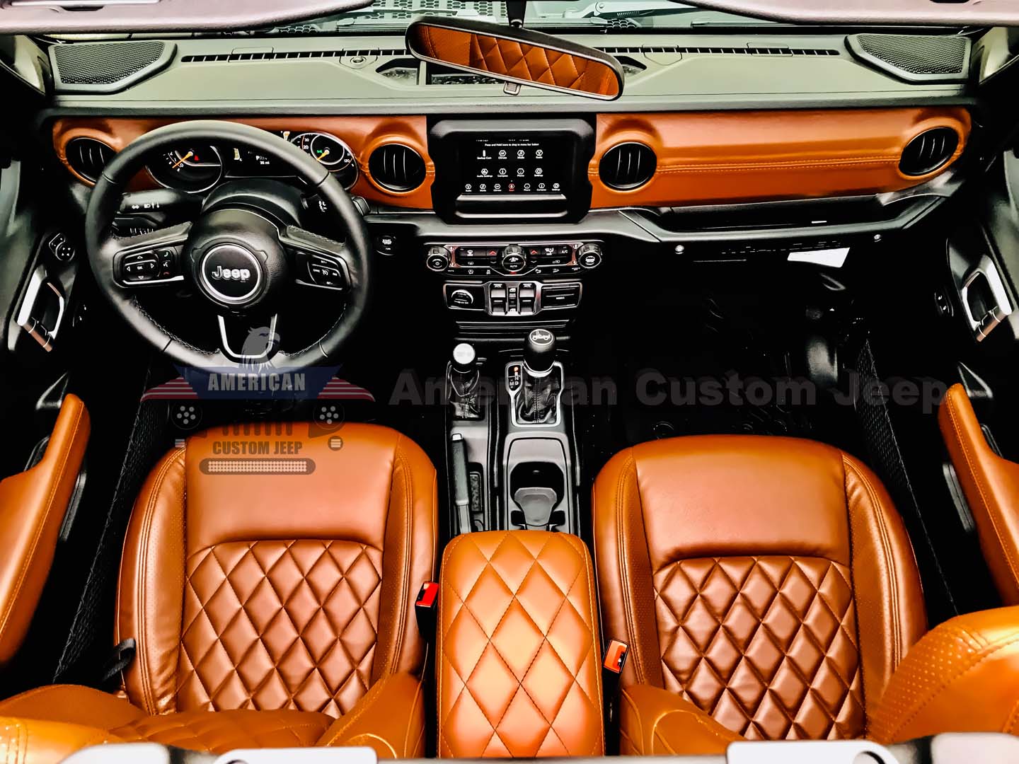 New JL Series Saddle Brown Custom Jeep Interior | Jeep Customization |  Miami, FL & Houston, TX | American Custom Jeep